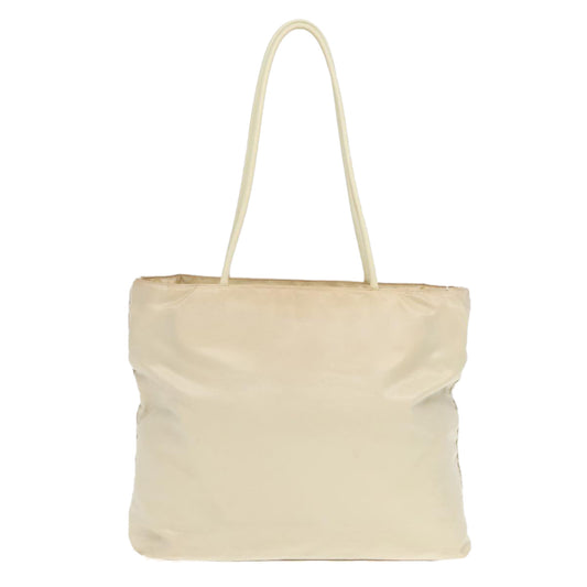 Luxury Prada Tote Bag Nylon Beige Silver 92818