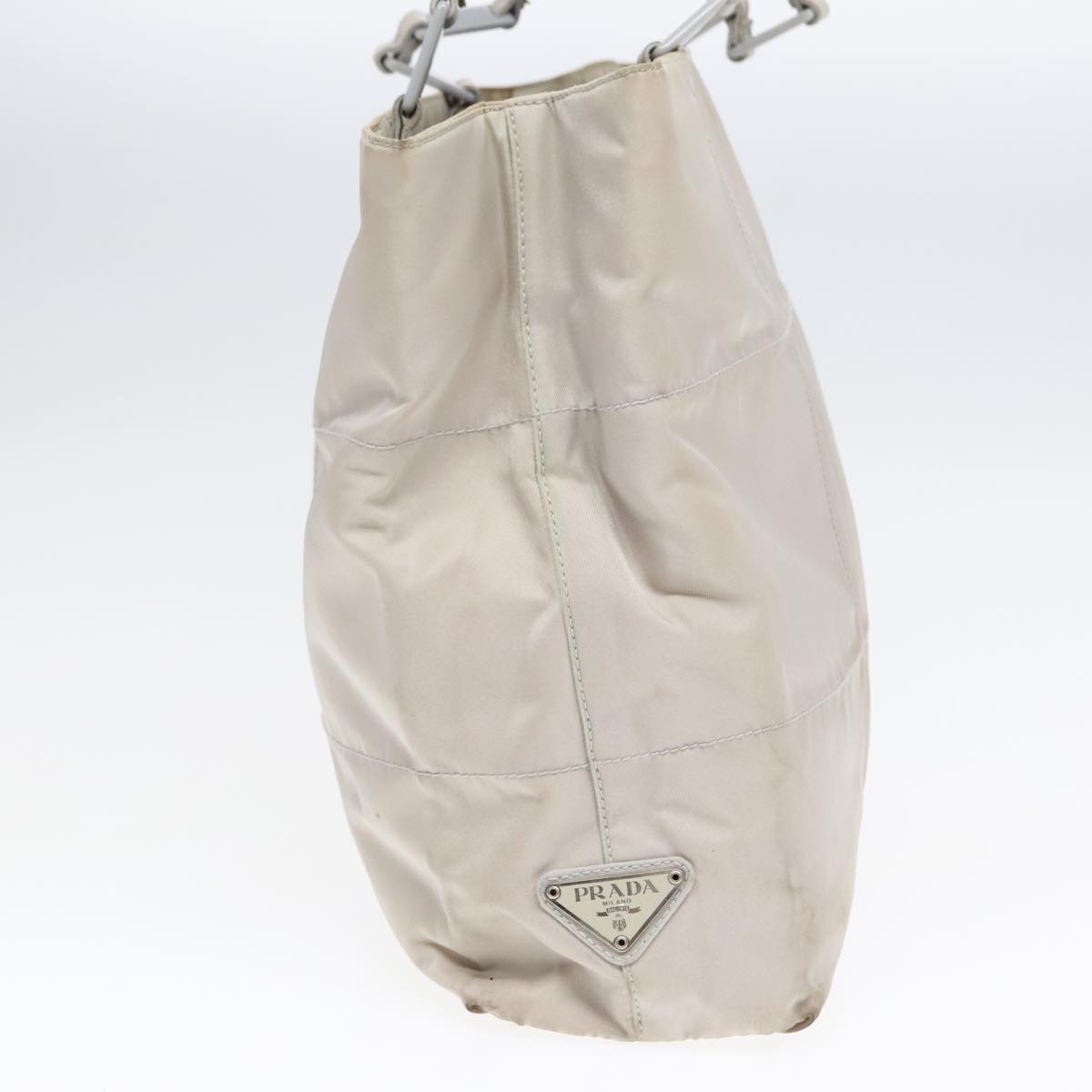 Luxury Prada Tote Bag Nylon Gray Silver 92861