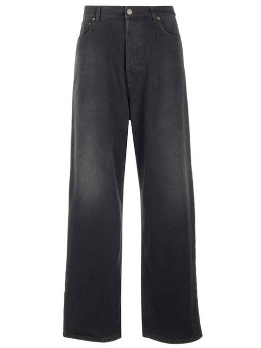 Luxury Balenciaga Mid-Rise Wide Jeans Black