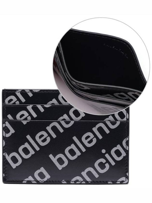 Luxury Balenciaga All Over Logo Card Wallet Black