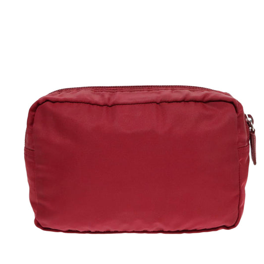 Luxury Prada Pouch Nylon Red Silver 93043