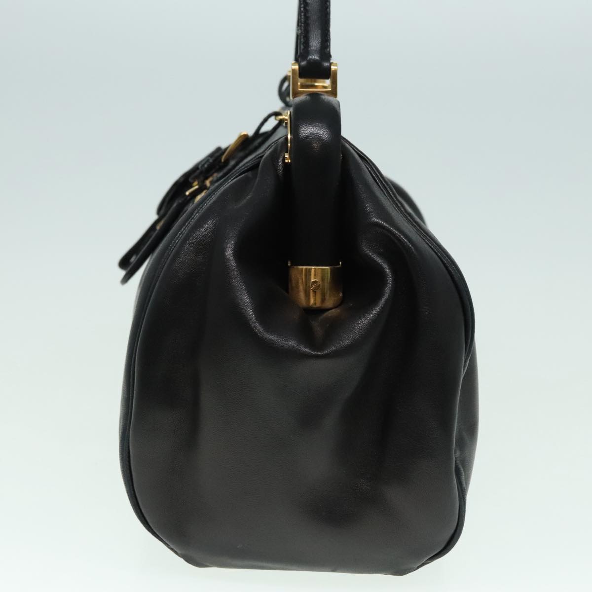 Luxury Prada Shoulder Bag Leather Black Gold 93213