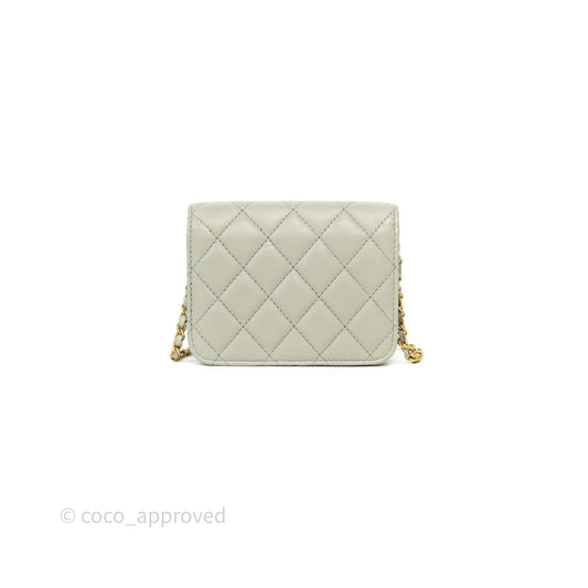 Chanel Pearl Crush Mini Clutch Belt Bag Grey Lambskin Aged Gold Hardware