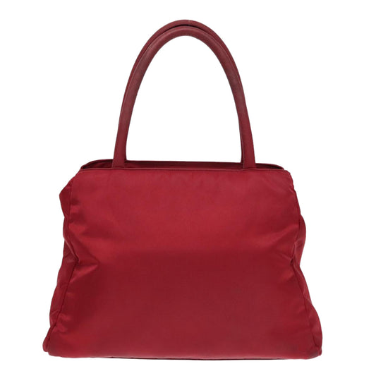 Luxury Prada Hand Bag Nylon Red Silver 93374