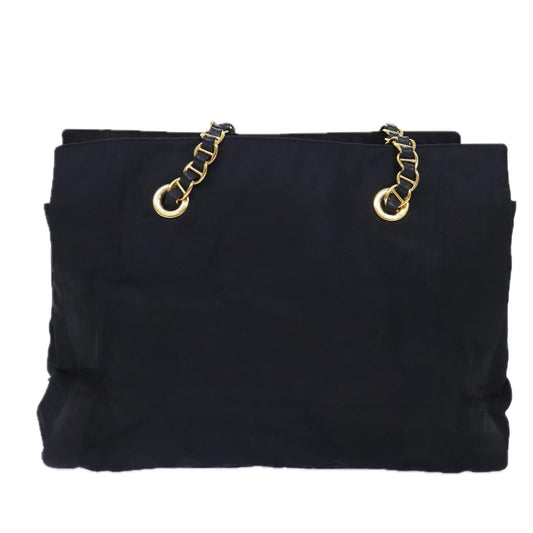 Luxury Prada Chain Tote Bag Nylon Black Gold 93405