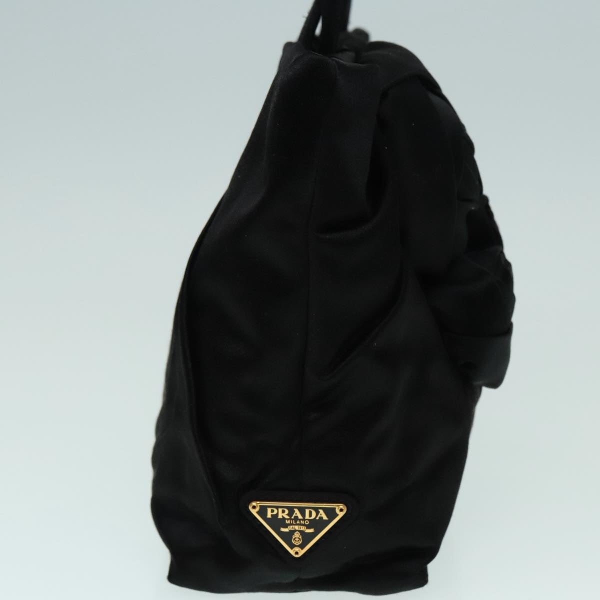 Luxury Prada Hand Bag Satin Black Gold 93461