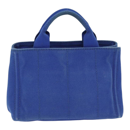 Luxury Prada Canapa PM Hand Bag Canvas Blue Gold 93499