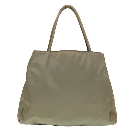 Luxury Prada Hand Bag Nylon Beige Silver 93522