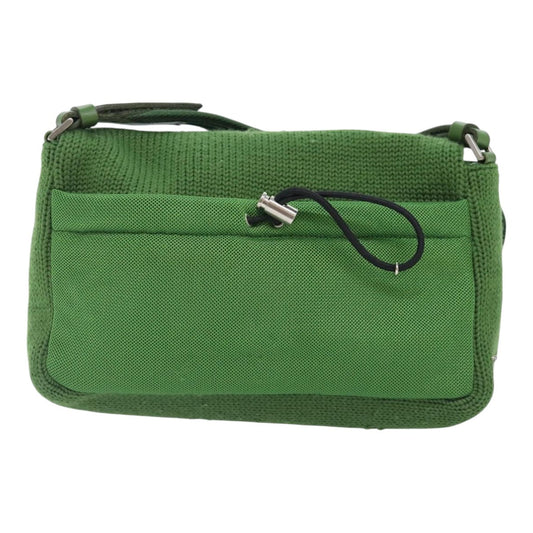 Luxury Prada Shoulder Bag Knitted Fabrics Green Silver 93808