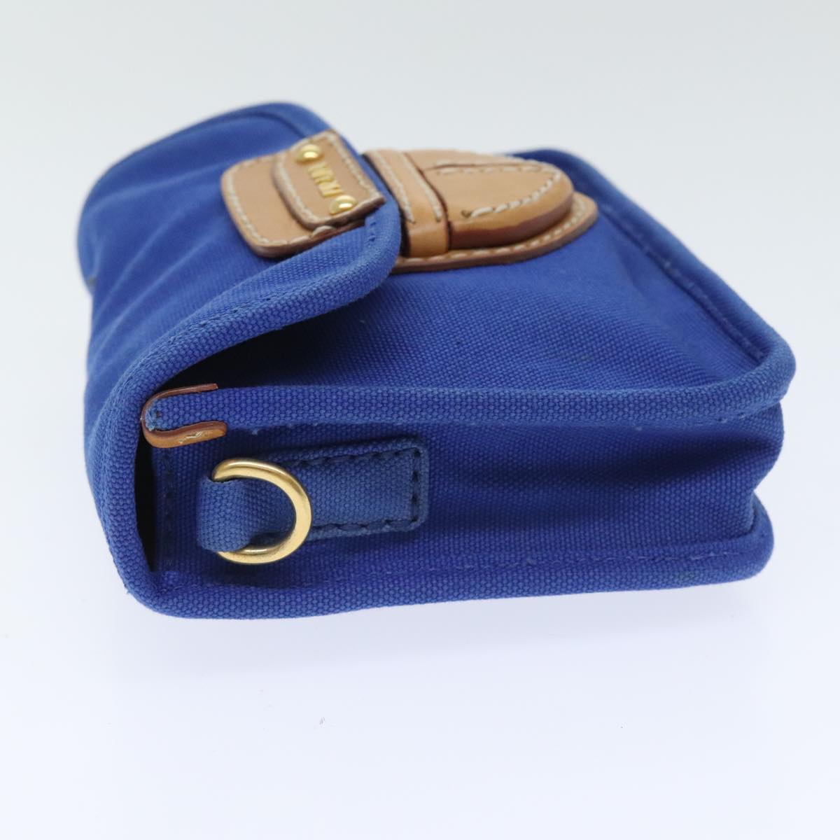 Luxury Prada Shoulder Bag Canvas Blue Gold 93988