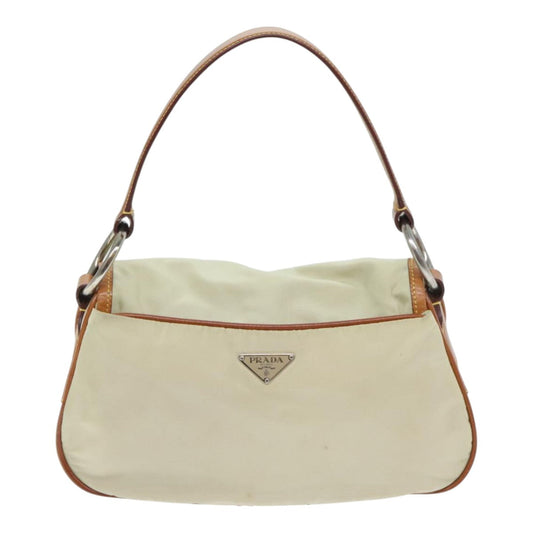 Luxury Prada Shoulder Bag Nylon Beige Silver 94013