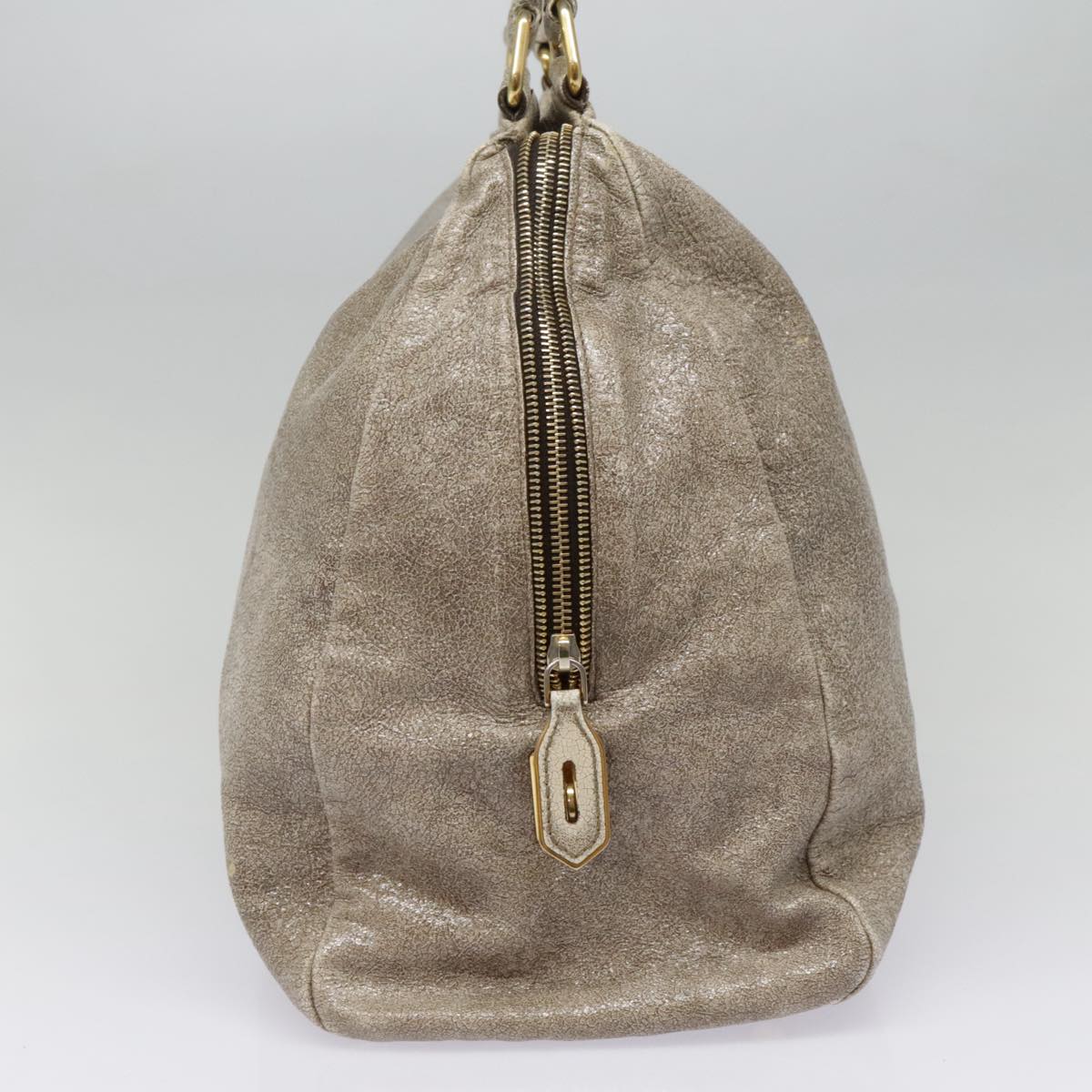 Luxury Prada Shoulder Bag Leather Beige Gold 94057
