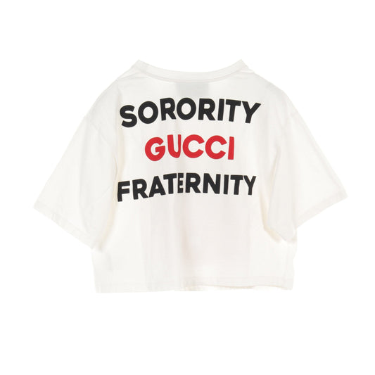 Luxury Gucci Trending 2025 Cropped T-shirt Cotton White Multicolor