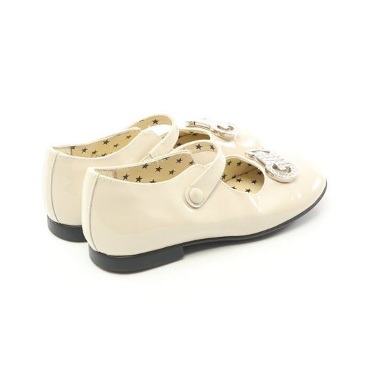 Luxury Gucci Trending 2025 Flat shoes Ballet shoes Patent leather Ivory Kids