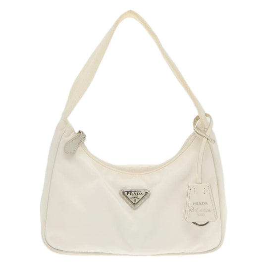 Luxury Prada Hand Bag Nylon White Silver 94394