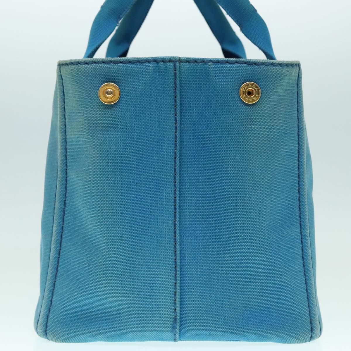 Luxury Prada Canapa MM Hand Bag Canvas Blue Gold 94610