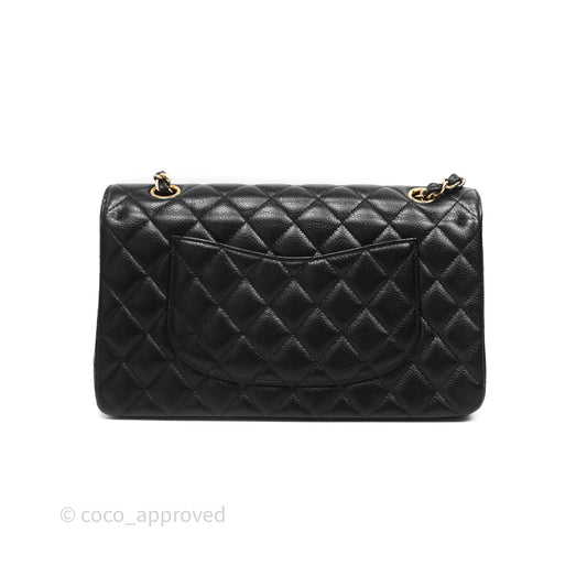 Chanel Classic M/L Medium Flap Quilted Black Caviar Gold Hardware