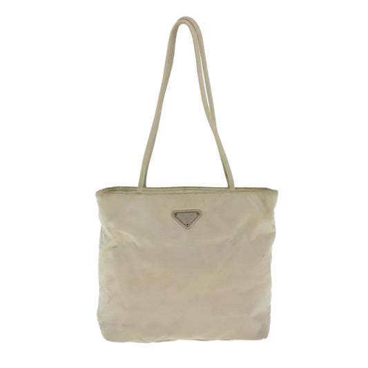 Luxury Prada Tote Bag Nylon Silver Cream 95047