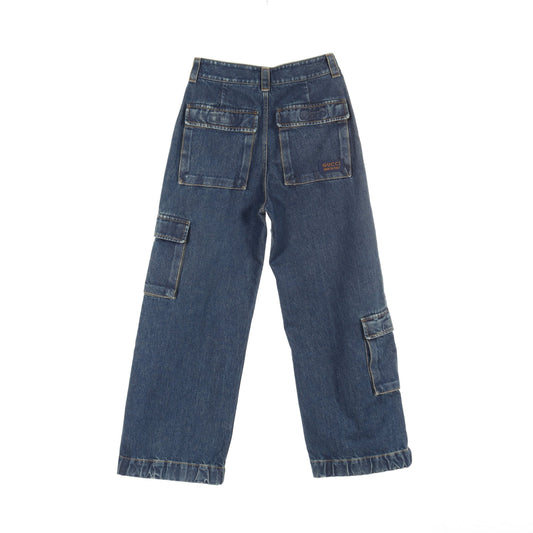 Luxury Gucci Trending 2025 Denim pants Wide pants Cotton Indigo blue 24SS