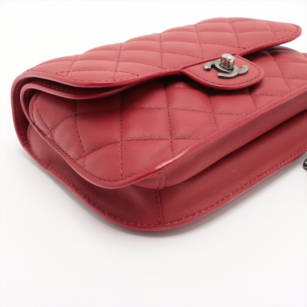 Chanel Matrasse Leather Chain Shoulder Bag Red Silver G 23rd