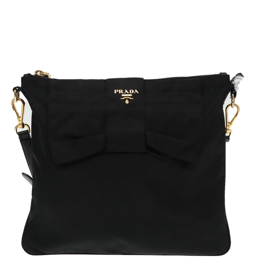 Luxury Prada Shoulder Bag Nylon Black Gold 95494