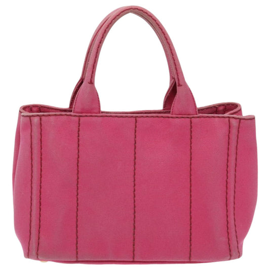 Luxury Prada Canapa PM Hand Bag Canvas 2way Pink Gold 95962