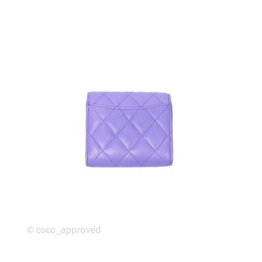 Chanel Classic Flap Wallet Purple Caviar Gold Hardware 20S