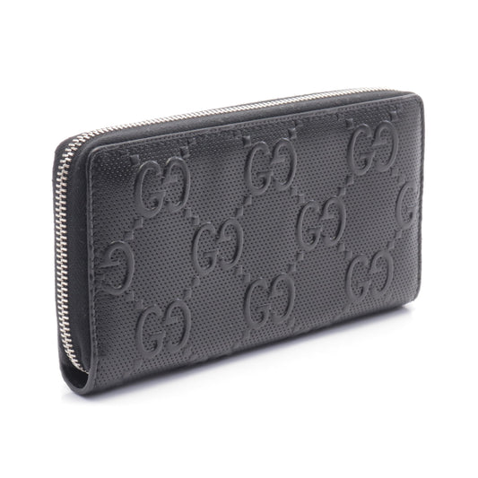 Luxury Gucci Trending 2025 GG embossed Round zipper long wallet Leather Black