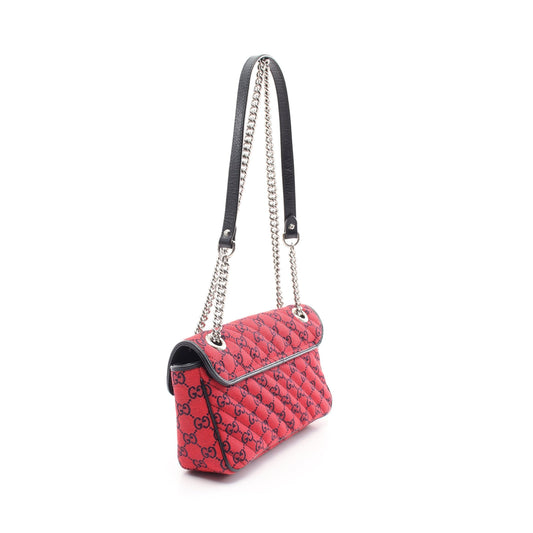 Luxury Gucci Trending 2025 GG Marmont Quilting Small GG canvas Chain shoulder bag Flower Canvas Leather Red Multicolor 52LIMITEDEDITION