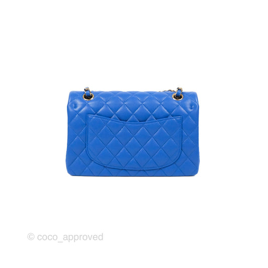 Chanel Small Classic Quilted Flap Blue Caviar Gold Hardware