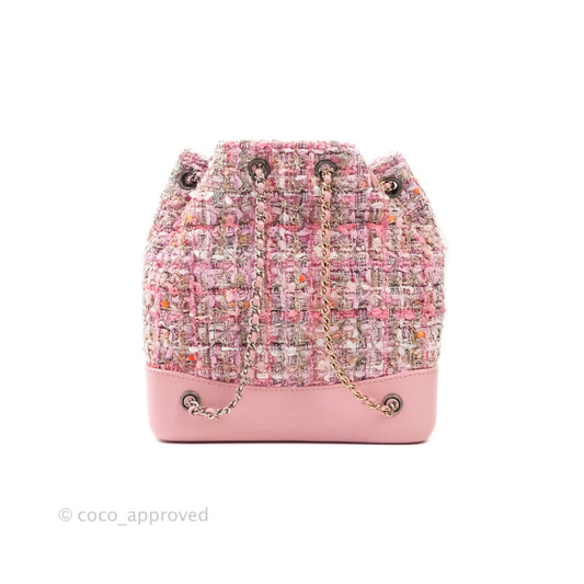 Chanel Gabrielle Small Backpack Pink Tweed Aged Calfskin