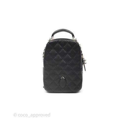 Chanel Classic Mini Backpack Black Caviar Light Gold Hardware