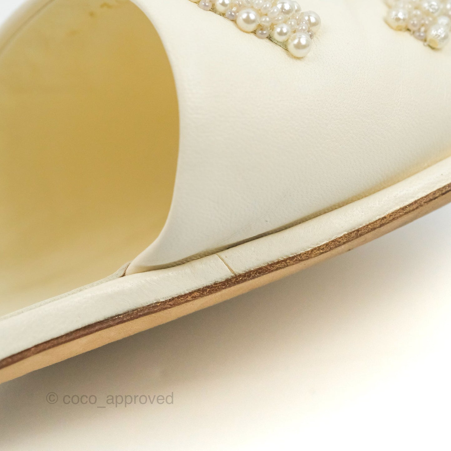 Chanel Ivory Slippers Pearl 37.5C