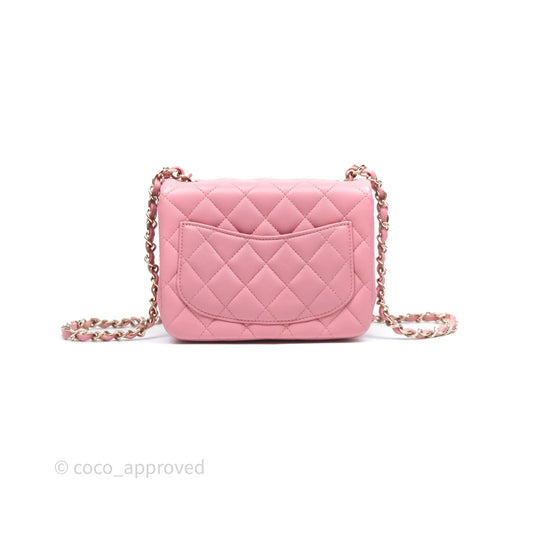 Chanel Mini Square Flap Quilted Pink Lambskin Gold Hardware