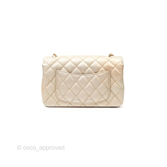 Chanel Mini Rectangular Quilted Iridescent Gold Lambskin Gold Hardware 21P