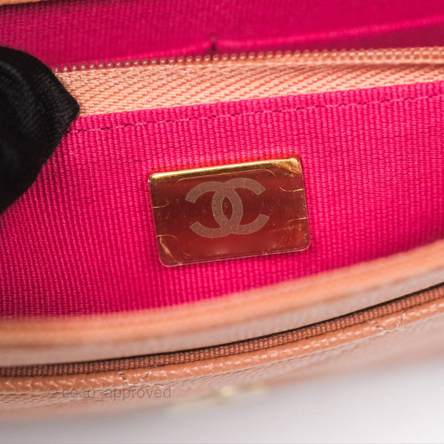 Chanel Quilted Wallet On Chain WOC Rosy Beige Caviar Gold Hardware