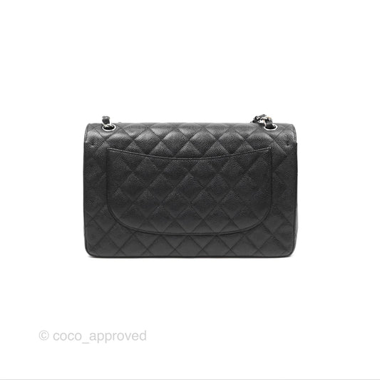 Chanel Jumbo Double Flap Black Caviar Silver Hardware