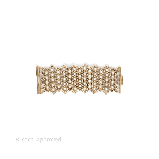 Chanel CC Pearl Bracelet Gold Tone 20C