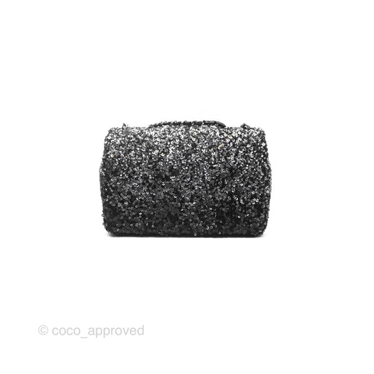 Chanel Flap Bag Sequin Black Silver Hardware 23S