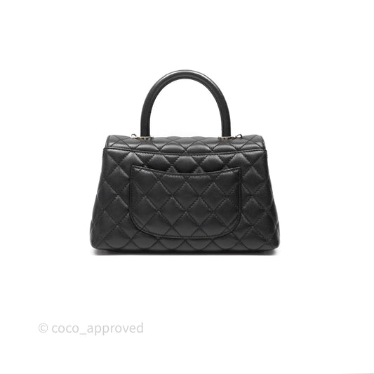 Chanel Small Coco Handle Quilted Black Caviar Gold Hardware