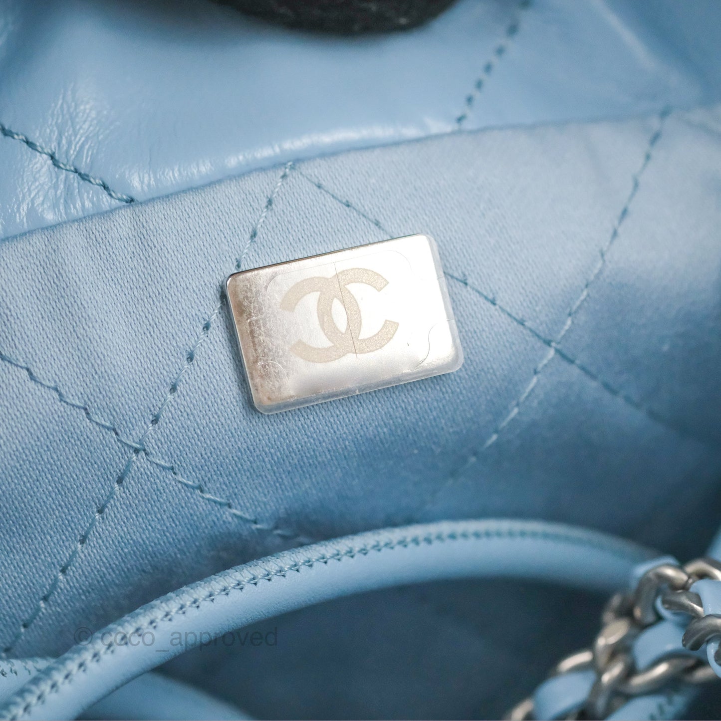 Chanel 22 Mini Bag Light Blue Crumpled Calfskin