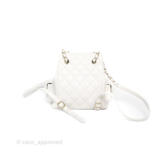 Chanel Duma Backpack White Caviar Gold Hardware 23K