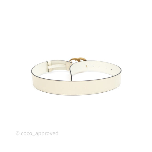 Gucci Double GG 20mm Belt 75 30 White Calfskin
