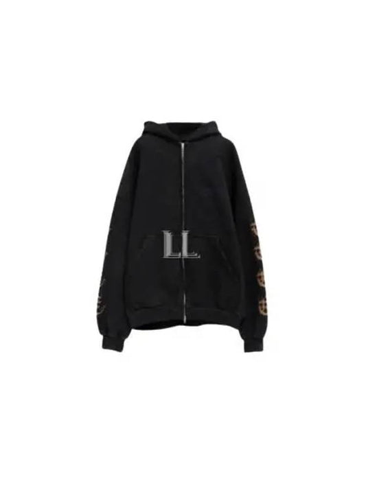Luxury Balenciaga Heavy Metal Oversized Zip-Up Hoodie Black