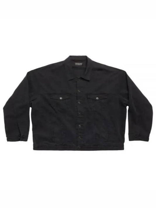 Luxury Balenciaga Back Taped Denim Jacket Black