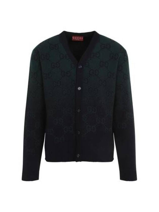 Luxury Gucci Trending 2025 GG Degradé Wool Jacquard Cardigan Dark Green