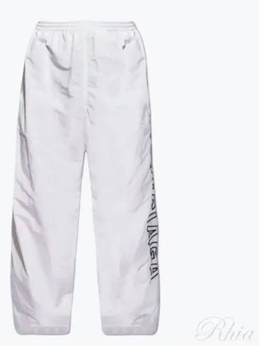 Luxury Balenciaga Embroidered Logo Polyester Wide Track Pants White