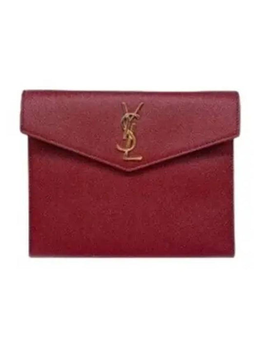 Luxury Saint Laurent Envelope Uptown Baby Clutch Bag Burgundy