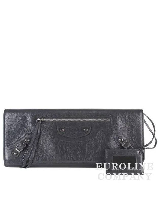 Luxury Balenciaga Classic Leather Clutch Bag Grease Fosil