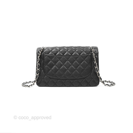 Chanel Jumbo Double Flap Black Caviar Silver Hardware